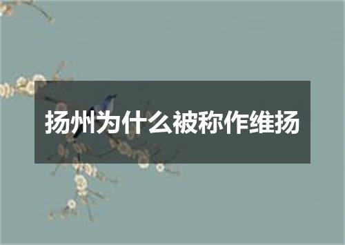 扬州为什么被称作维扬