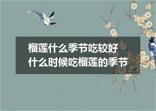 榴莲什么季节吃较好 什么时候吃榴莲的季节