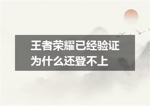 王者荣耀已经验证为什么还登不上