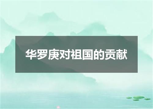 华罗庚对祖国的贡献