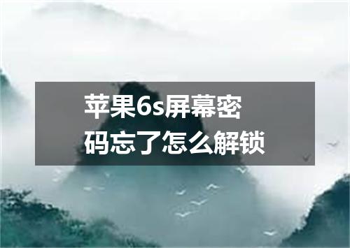 苹果6s屏幕密码忘了怎么解锁