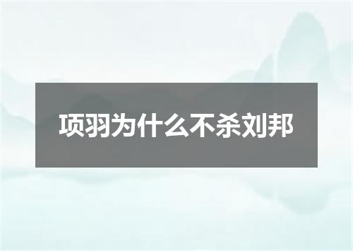 项羽为什么不杀刘邦