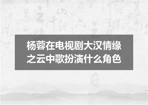 杨蓉在电视剧大汉情缘之云中歌扮演什么角色