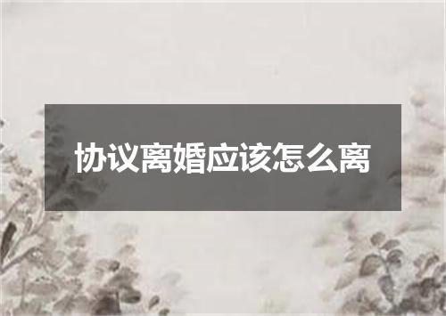 协议离婚应该怎么离