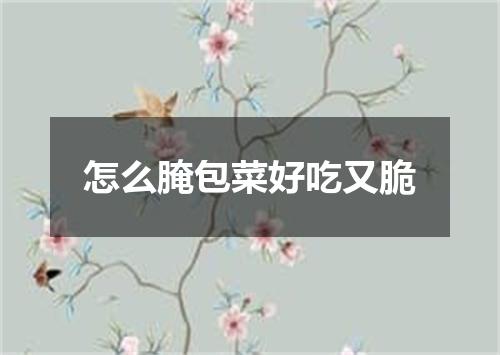 怎么腌包菜好吃又脆