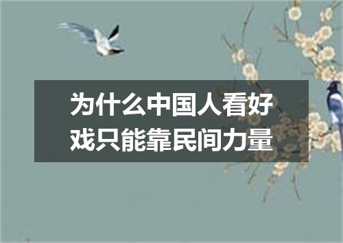 为什么中国人看好戏只能靠民间力量
