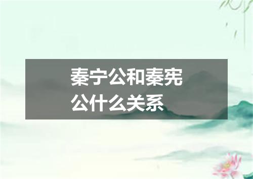 秦宁公和秦宪公什么关系