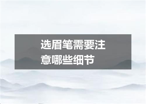 选眉笔需要注意哪些细节