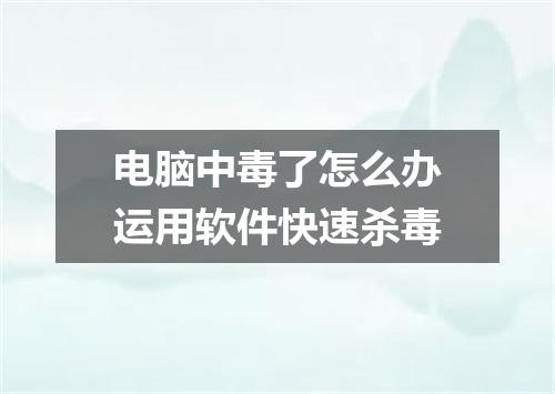 电脑中毒了怎么办运用软件快速杀毒