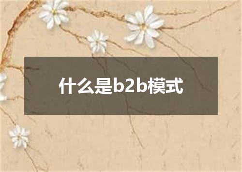 什么是b2b模式