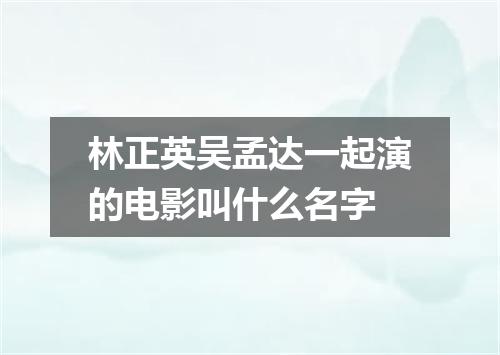 林正英吴孟达一起演的电影叫什么名字
