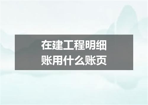在建工程明细账用什么账页
