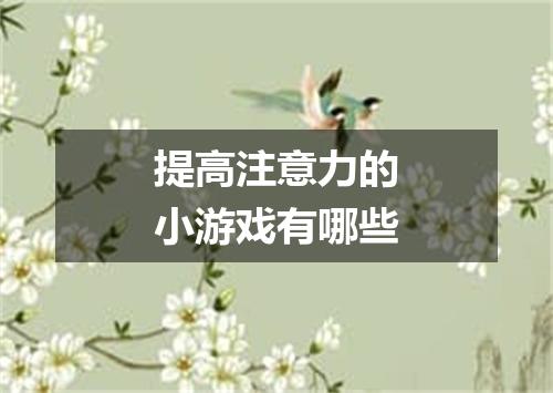 提高注意力的小游戏有哪些