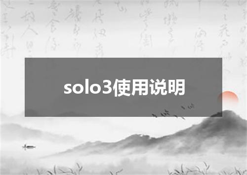solo3使用说明