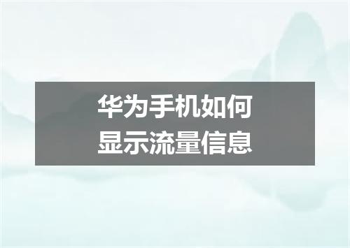 华为手机如何显示流量信息