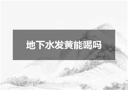 地下水发黄能喝吗