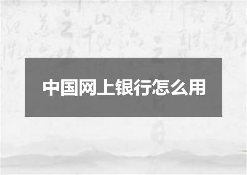 中国网上银行怎么用