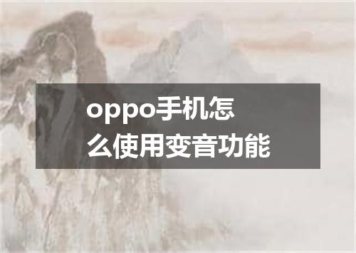 oppo手机怎么使用变音功能