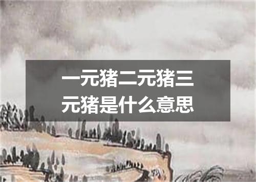 一元猪二元猪三元猪是什么意思