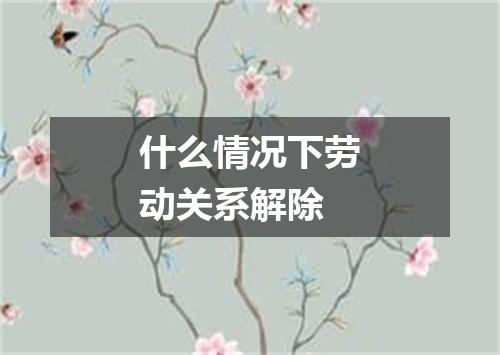 什么情况下劳动关系解除