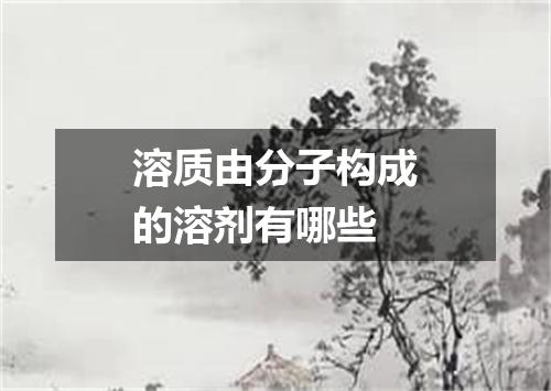 溶质由分子构成的溶剂有哪些