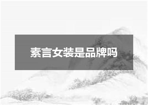 素言女装是品牌吗