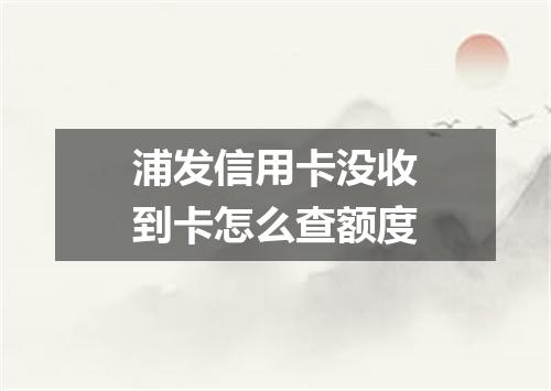 浦发信用卡没收到卡怎么查额度