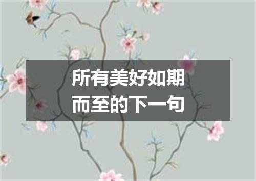所有美好如期而至的下一句