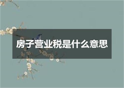 房子营业税是什么意思
