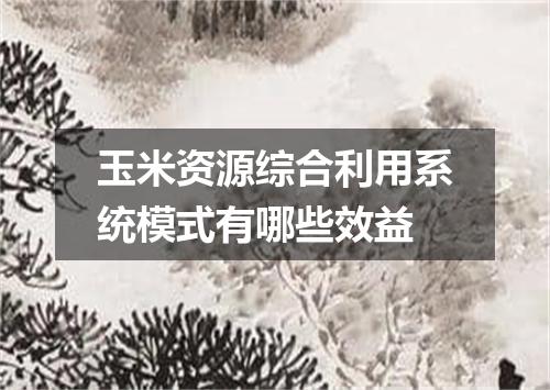 玉米资源综合利用系统模式有哪些效益