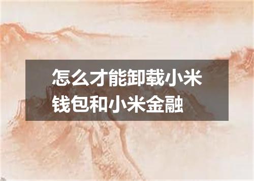 怎么才能卸载小米钱包和小米金融