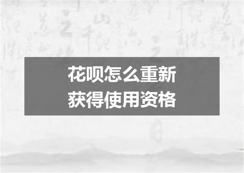 花呗怎么重新获得使用资格
