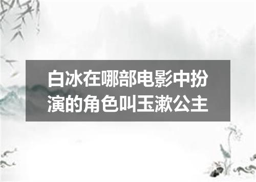 白冰在哪部电影中扮演的角色叫玉漱公主