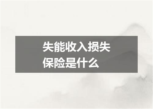 失能收入损失保险是什么
