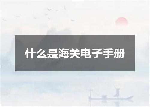 什么是海关电子手册