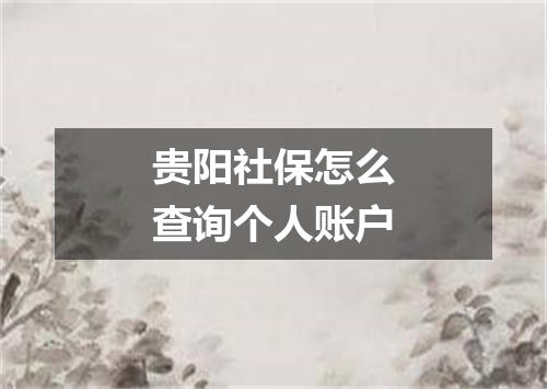贵阳社保怎么查询个人账户