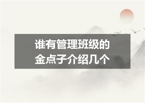 谁有管理班级的金点子介绍几个