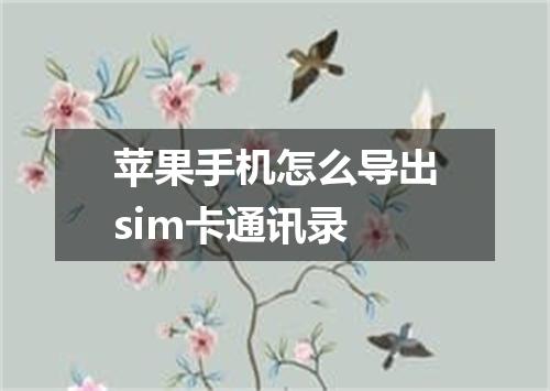 苹果手机怎么导出sim卡通讯录