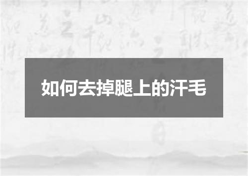 如何去掉腿上的汗毛