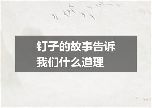 钉子的故事告诉我们什么道理