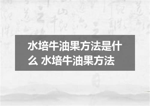 水培牛油果方法是什么 水培牛油果方法