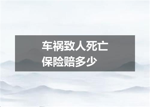车祸致人死亡保险赔多少