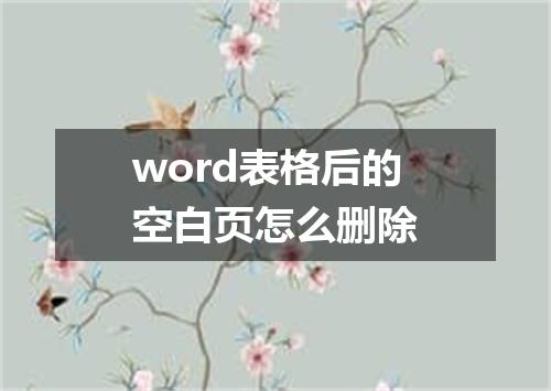 word表格后的空白页怎么删除