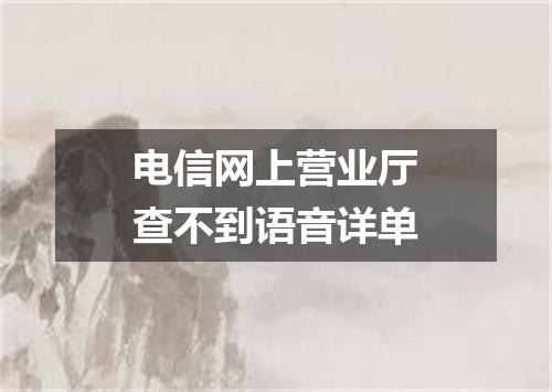 电信网上营业厅查不到语音详单