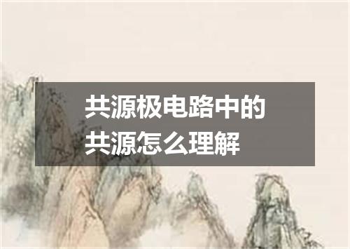 共源极电路中的共源怎么理解