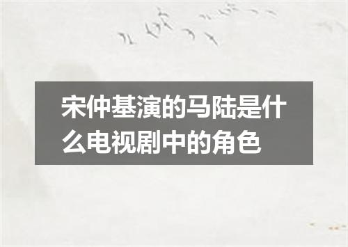 宋仲基演的马陆是什么电视剧中的角色
