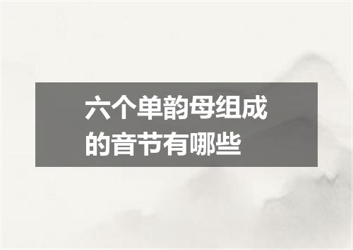 六个单韵母组成的音节有哪些