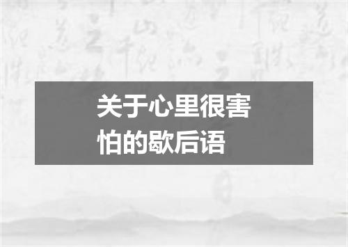 关于心里很害怕的歇后语