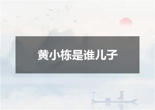 黄小栋是谁儿子