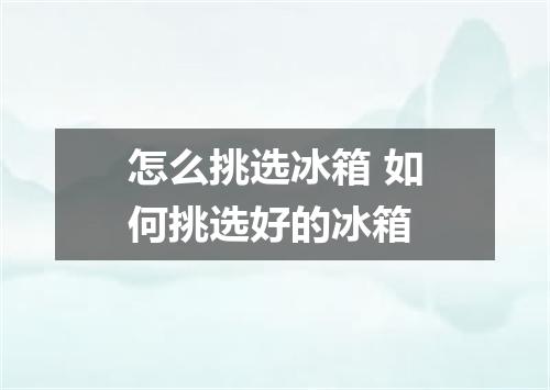 怎么挑选冰箱 如何挑选好的冰箱